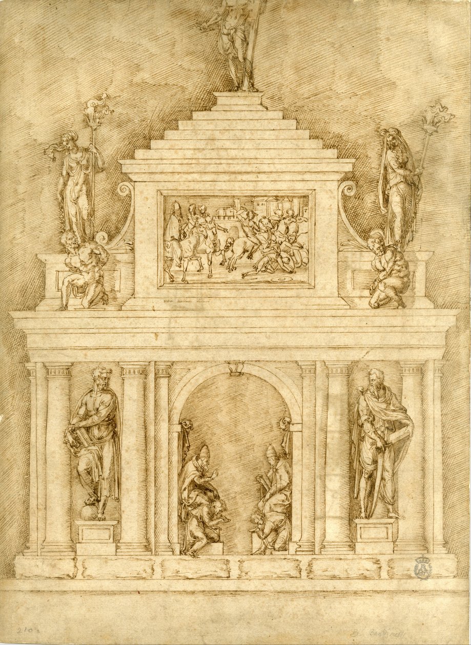 Leo X ve Clemente VII mezarları için proje by Bartolommeo Bandinelli