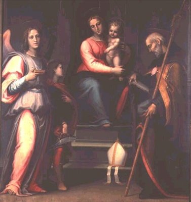 Aziz Augustine, Tobias ve Başmelek Raphael ile Madonna ve Çocuk by Bartolommeo Sogliani
