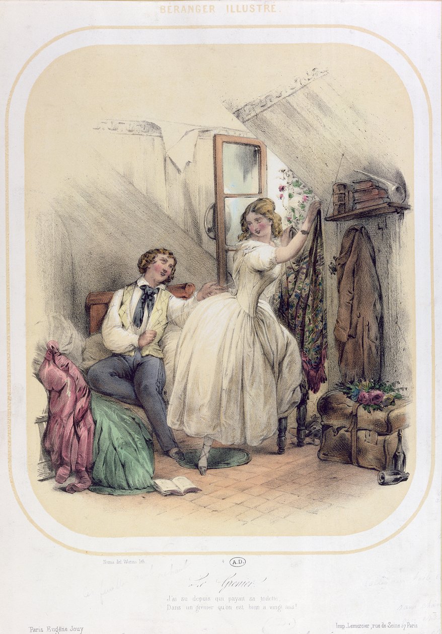 Pierre Jean de Beranger (1780-1857) tarafından Song Le Grenier için illüstrasyon by Bassaget Numa