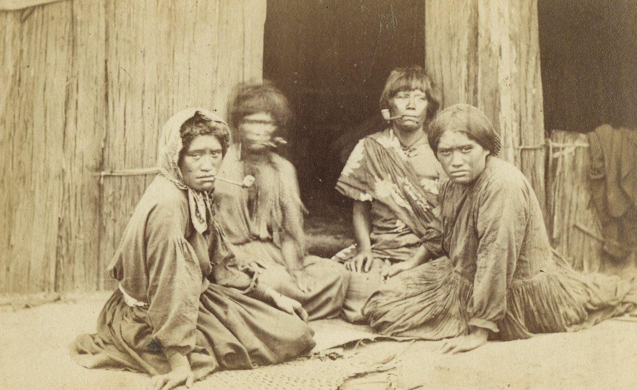 İskele Dışında Maori Kadınlar Grubu, 1865 dolayları (albüm baskısı) by Batt and Richards