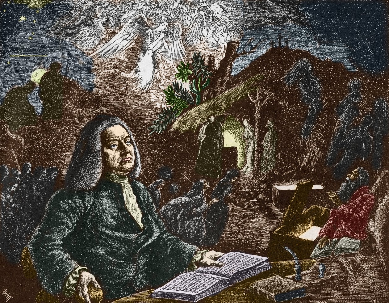 George Frederick Handel'in Portresi (Georg Friedrich Handel by Batt (1892 1945)