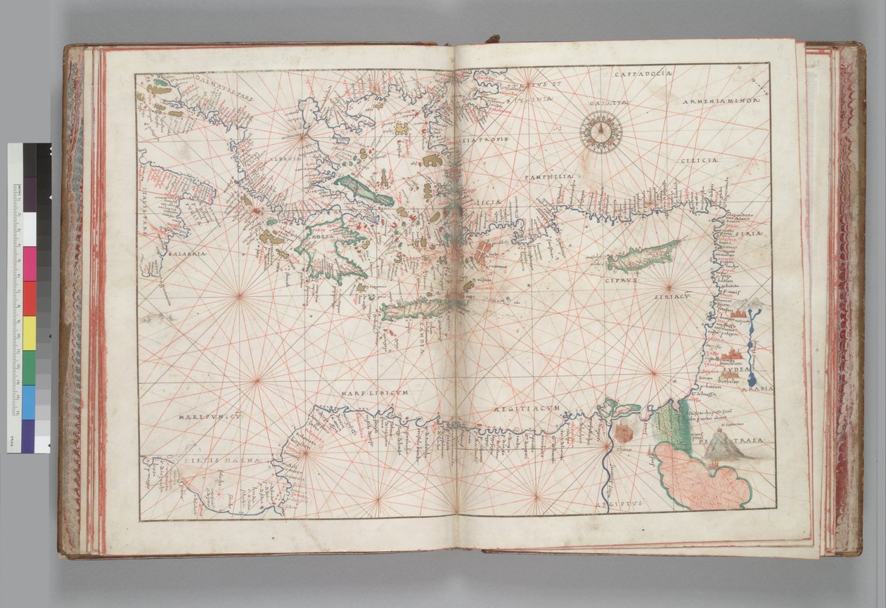 Doğu Akdeniz ve Ege Denizi. Battista Agnese, PORTOLAN ATLAS (İtalya yaklaşık 1550) by Battista Agnese
