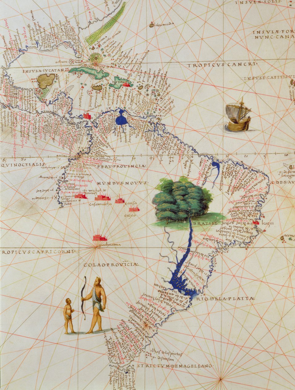 Güney Amerika, 33 Haritada bir Dünya Atlasından, Venedik, 1 Eylül 1553 (parşömen üzerine mürekkep) (330959