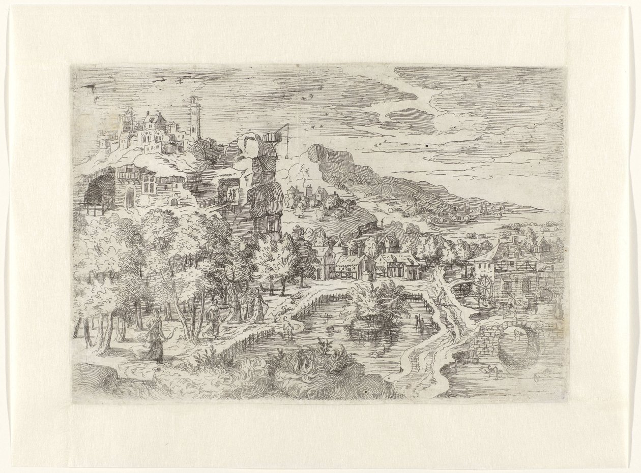 Avdaki kadınlarla manzara by Battista Angolo del Moro (attributed to)