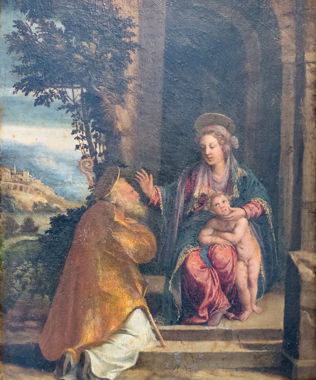Çocuk ve piskopos ile Bakire by Battista & Dossi Dosso (c.1486 1542) Dossi