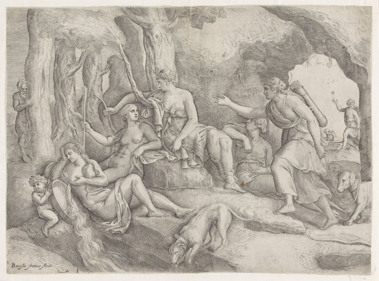 Diana ve perileri by Battista Franco
