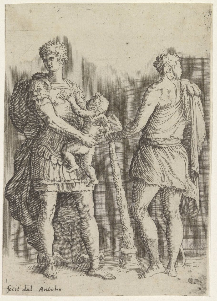 Arkadan görülen iki putti ve Herkül ile Perseus by Battista Franco