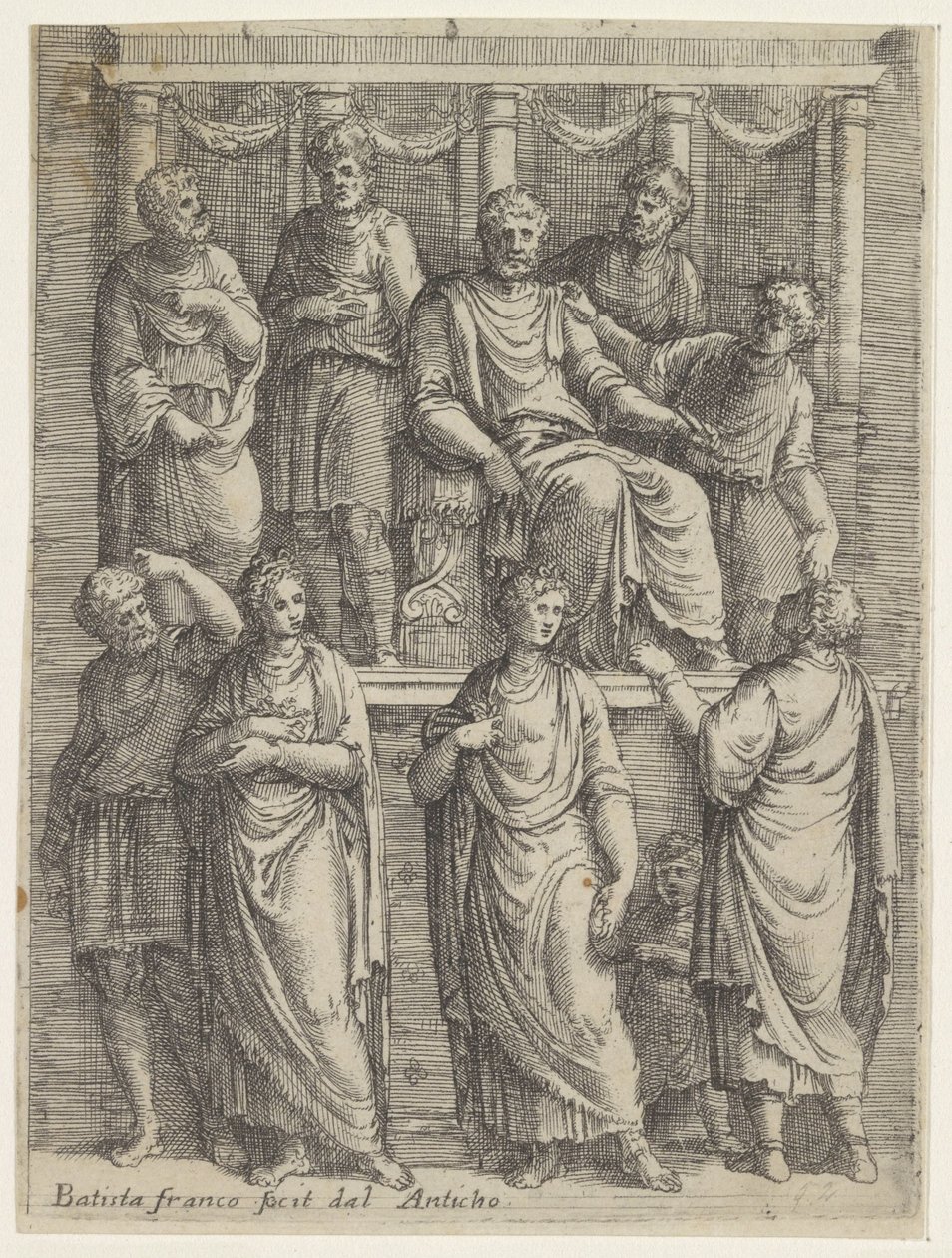 Yargıç bir karar veriyor İmparator Trajan Tarihi (dizi başlığı) by Battista Franco