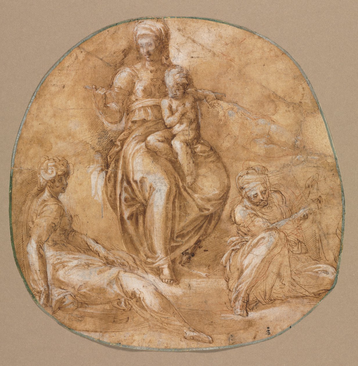 Bakire ve Çocuk, İskenderiyeli Aziz Catherine ve Aziz Anne (?) by Battista Franco
