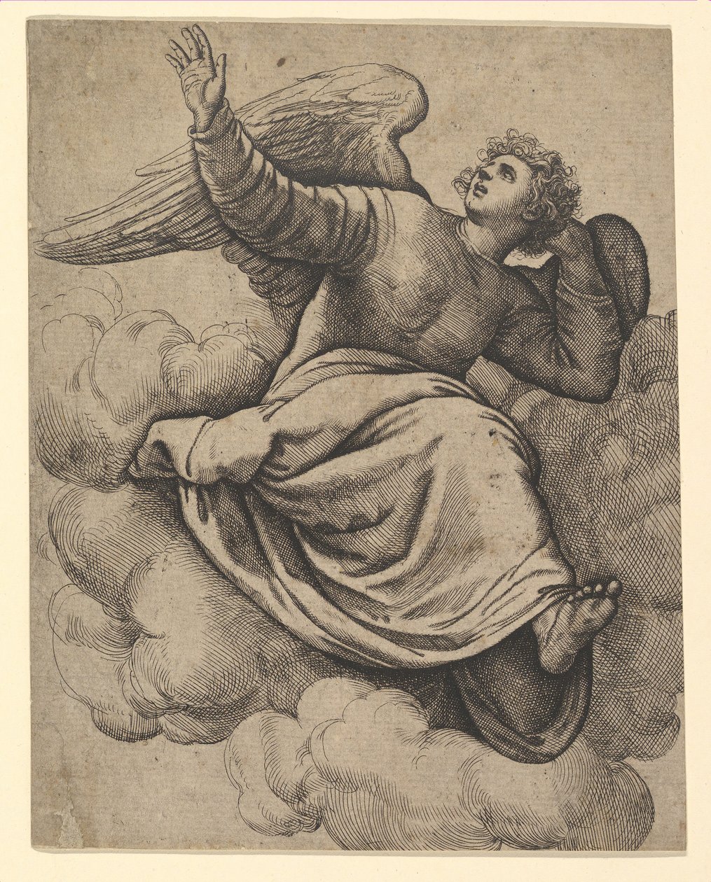 Bir Bulutun Üzerinde Oturan Melek, ca. 1560. by Battista Franco Veneziano