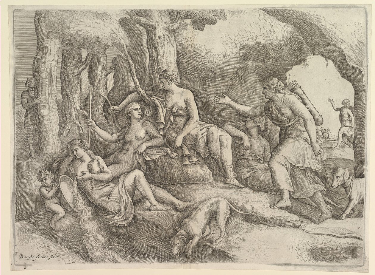 Diana Perilerle Dinleniyor. by Battista Franco Veneziano