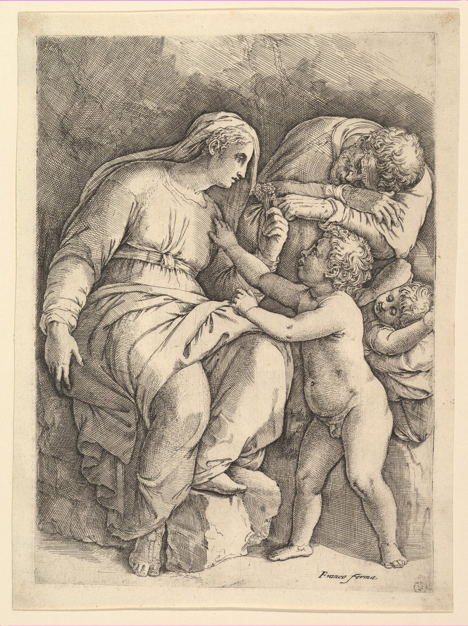 Kutsal Aile. by Battista Franco Veneziano