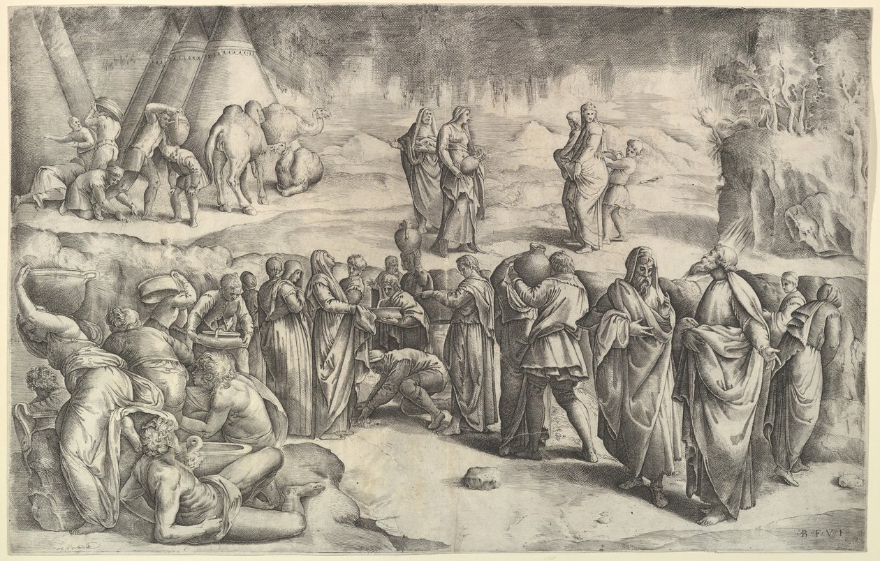 Manna Toplayan İsrailliler, M.Ö. 1547. by Battista Franco Veneziano
