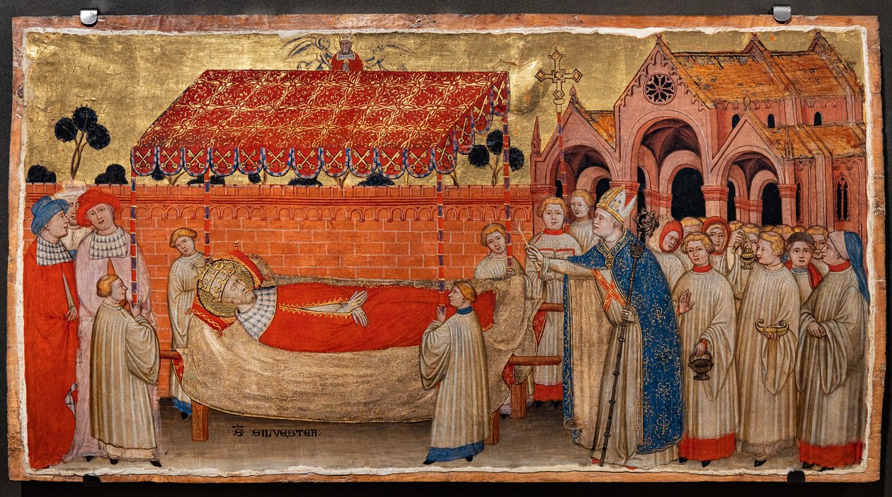 St. Sylvester'ın ölümü (panelde tempera) by Battista da Vicenza