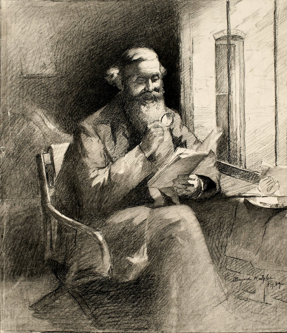 A Good Story, 1889 (krem dokuma kağıt üzerinde kömür) by Bayard Henry Tyler