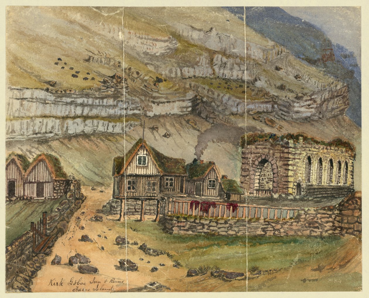 Kirk G boe Inn ve Faroe Adası harabeleri by Bayard Taylor