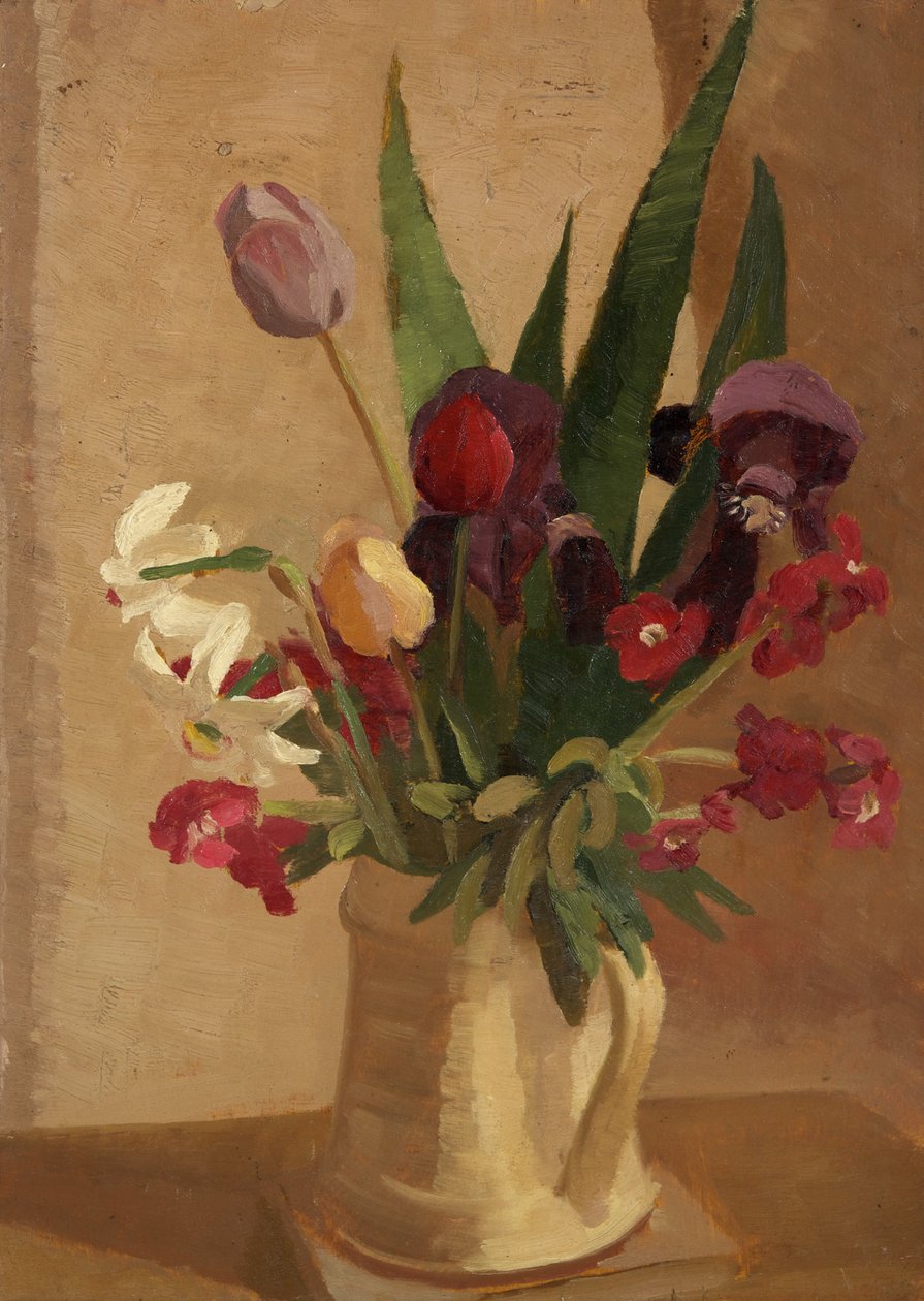Laleler, Wallflowers ve Nergis (gemide yağ) by Beatrice H. Budgett