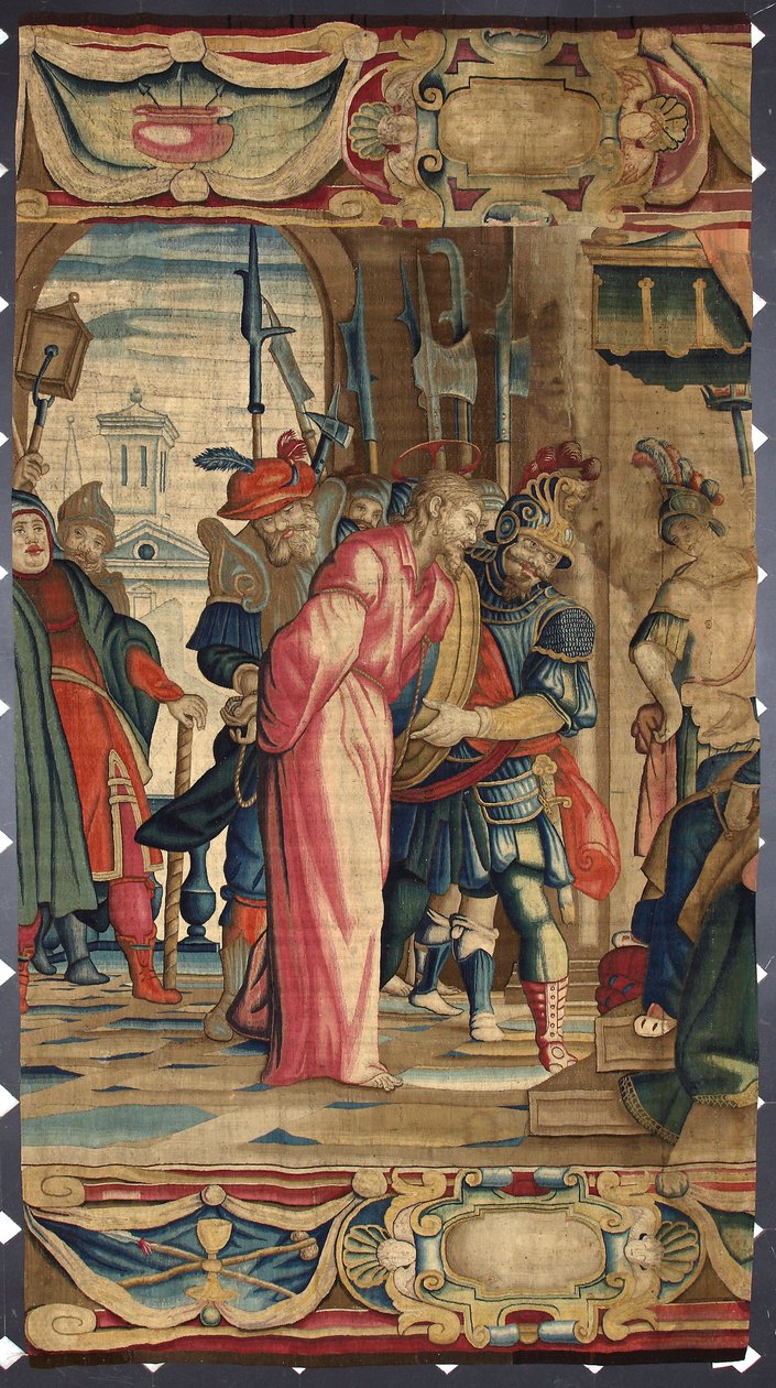 Christ ve Pontius Pilatus Duvar Halısı, Brüksel fabrikalarında yapılmıştır. 16. yüzyıl Genleri, Musei di Strada Nuova by Belgian School