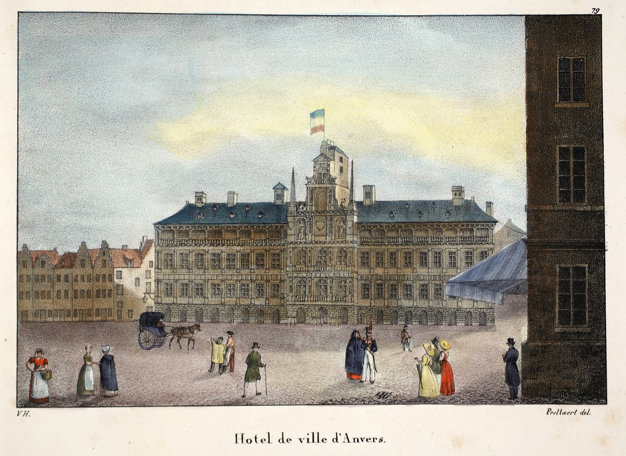 Hotel de ville dAnvers, 1895 dolayları (fotokrom) by Belgian School