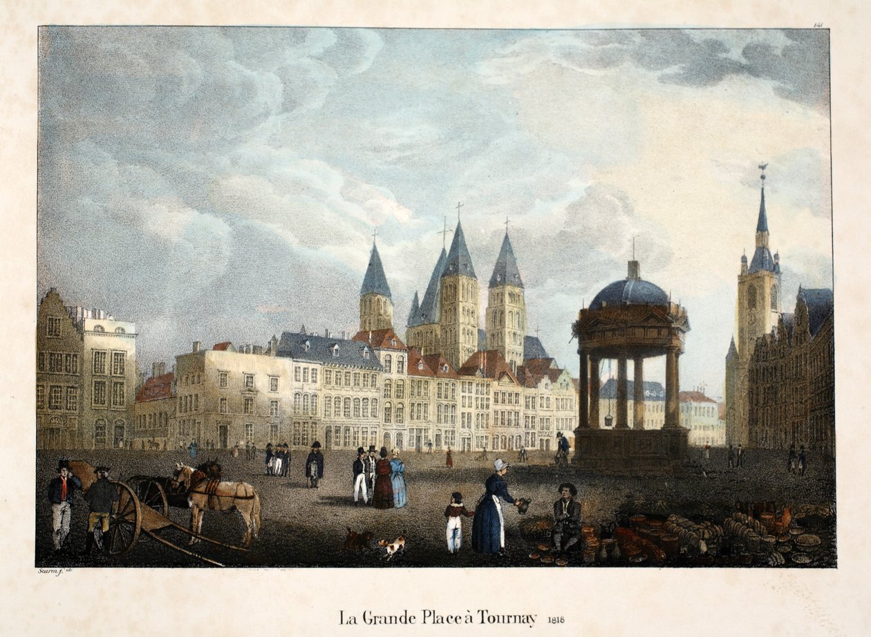 La Grande Place Turnuvası, 1816, 1895 dolayları (fotokrom) by Belgian School