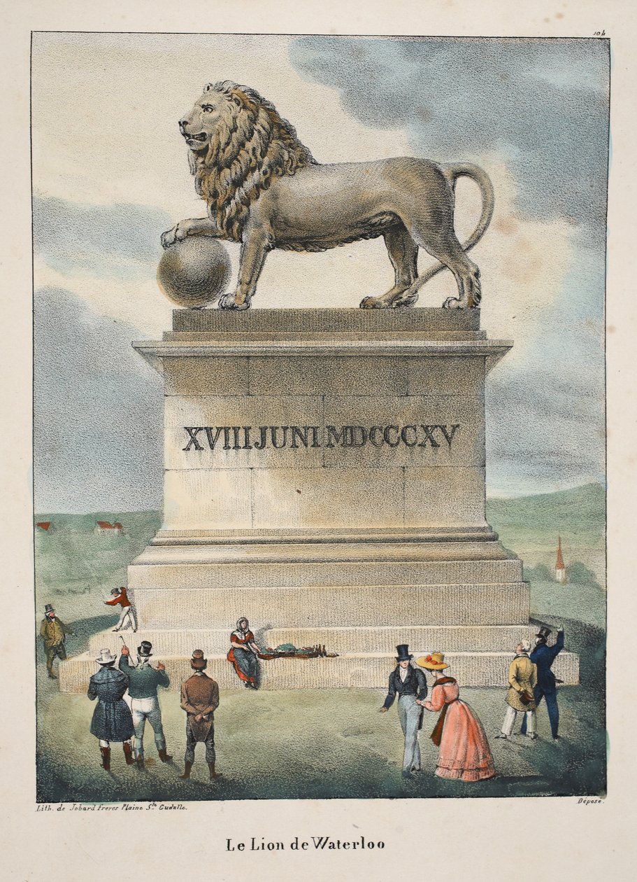 Le Lion de Waterloo, 1895 dolayları (fotokrom) by Belgian School