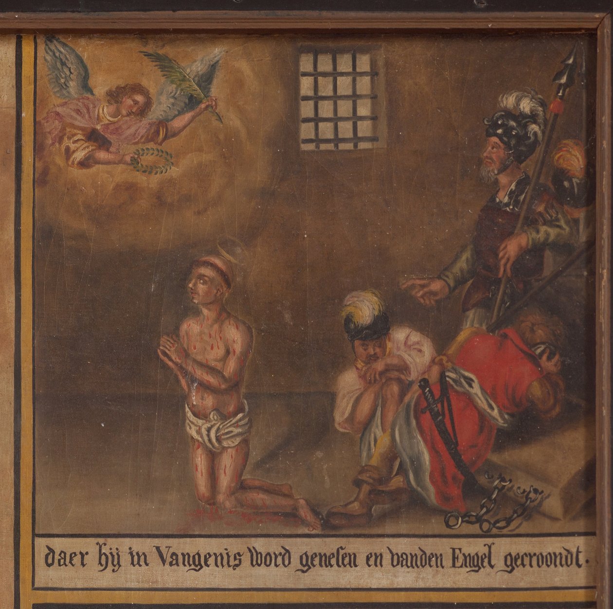 Marke. Şapel (Sint-Vincentiuskapel). iç mekan. Tablo. Saint Vincent şehidi. 19. yüzyıl. detay. by Belgian School