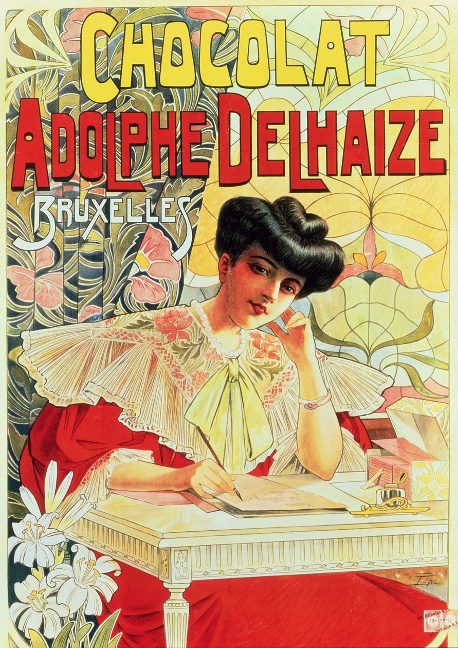 Afiş reklamı Adolphe Delhaize Çikolata, c.1900 by Belgian School