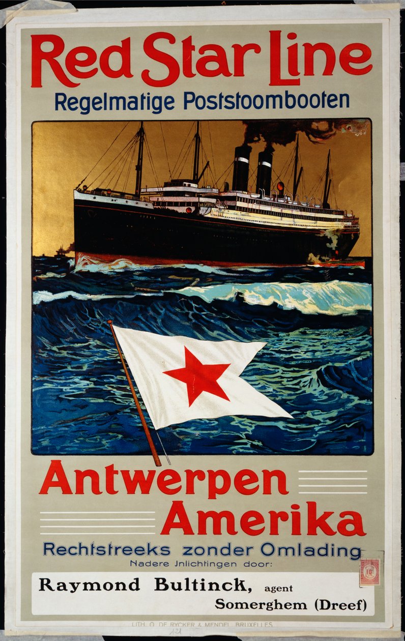 Kızıl Yıldız Hattı, Antwerpen Amerika, 1899 dolayları by Belgian School