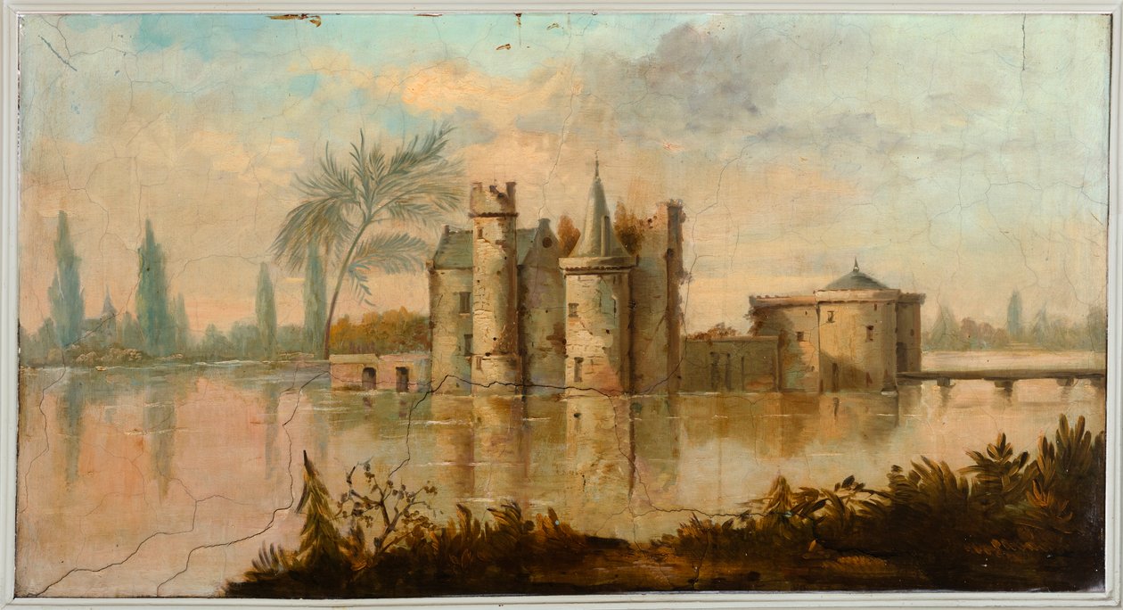 Arkadaki ikinci arka oda, toplantı odası, klasik tarzda kırsal sahneleri olan duvar resimleri, muhtemelen 1810'lardan, sahne 4 by Belgian School