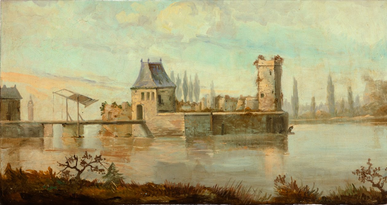 Arkadaki ikinci arka oda, toplantı odası, klasik tarzda kırsal sahneleri olan duvar resimleri, muhtemelen 1810 civarında, sahne 6 by Belgian School