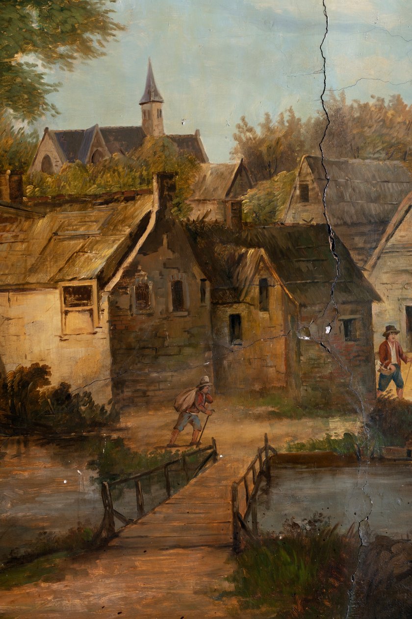 Arkadaki ikinci arka oda, toplantı odası, klasik tarzda kırsal sahneleri olan duvar resimleri, muhtemelen 1810'lardan, sahne 3 by Belgian School