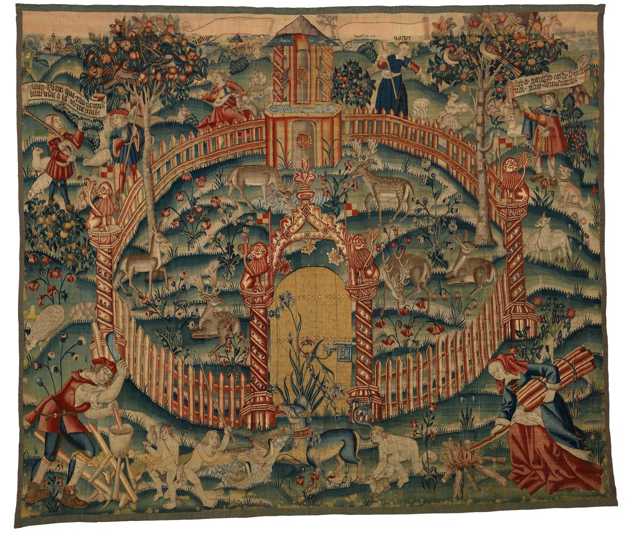 Goblen, Park au Cerfs, Tournai, Belçika'da yapılmıştır, yaklaşık 1500 (yün) by Belgian School