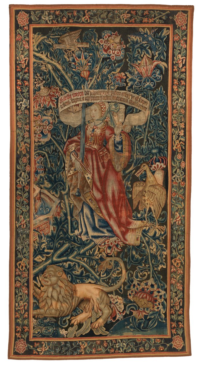 Goblen, Sibylla Europa (46.134 ila 45.139'dan oluşan altı Sibyl setinden biri) 'Rothamsted Halıları' olarak adlandırılıyor. Flanders, Tournai veya Brüksel, Belçika'da üretilmiştir, c.1530 (yün) by Belgian School