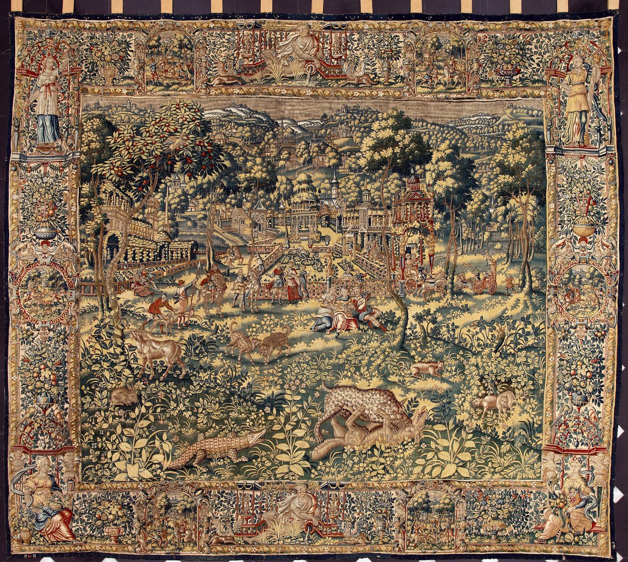 Brüksel imalatçılarının av halısı. 16. yüzyıl Genleri, Musei di Strada Nuova by Belgian School