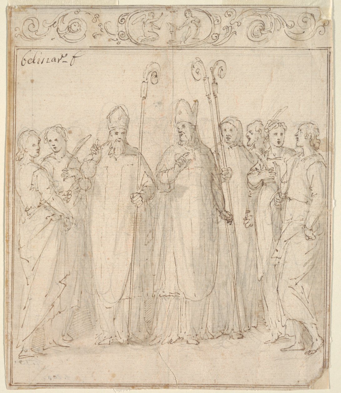 Augustine, Ambrose ve Diğer Azizler by Belisario Corenzio