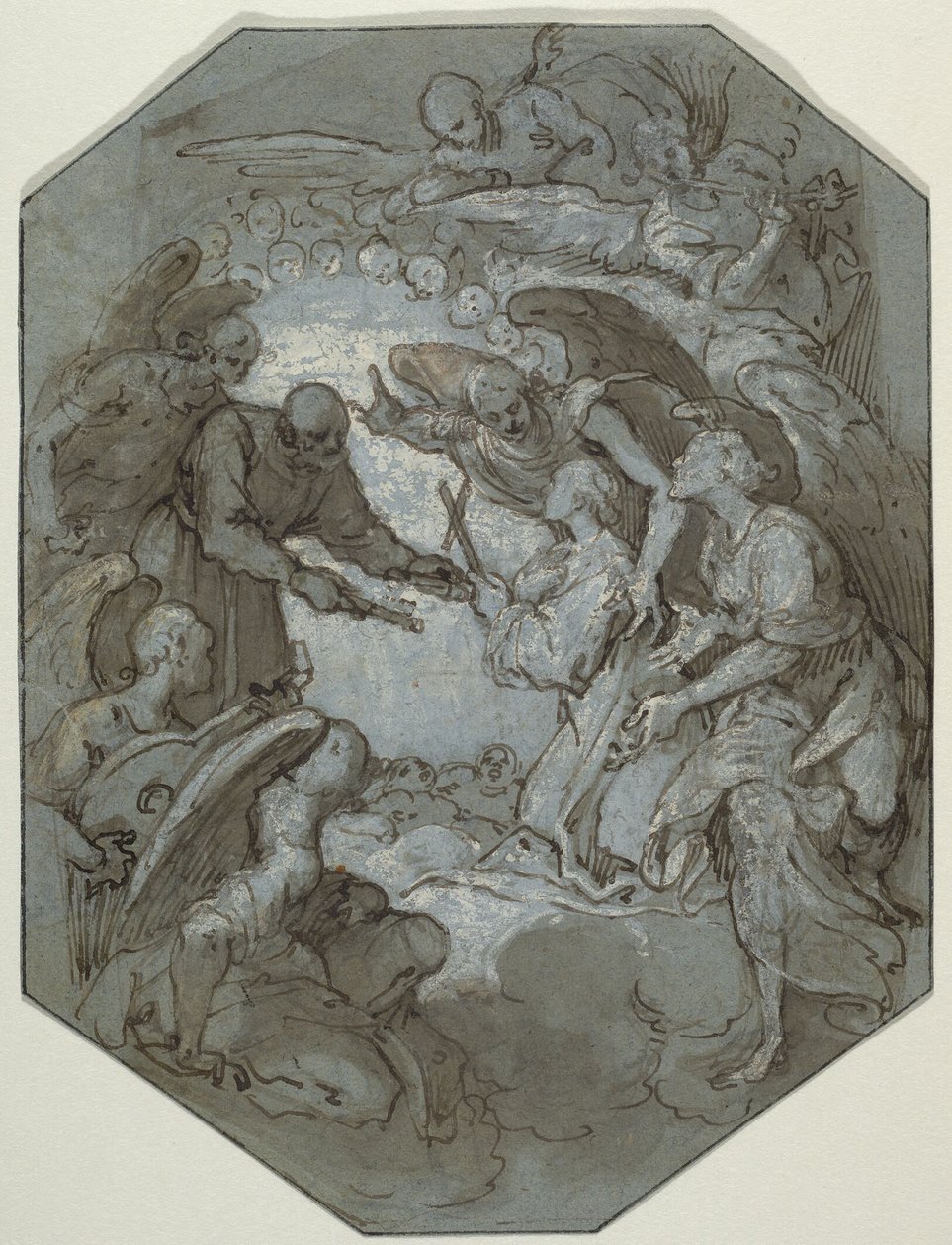 St. Peter ve melekler cennette bir ruh alırlar by Belisario Corenzio