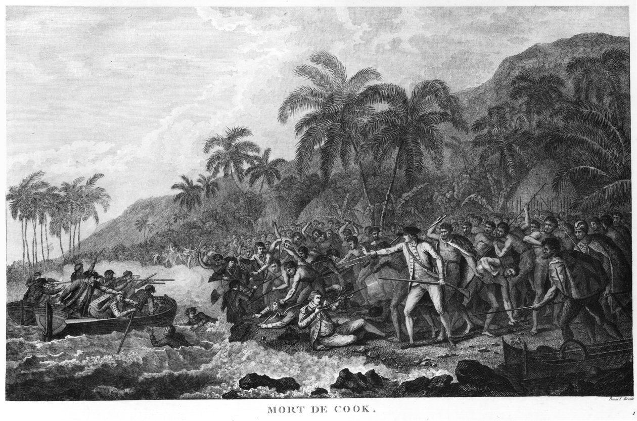 The Death of Captain James Cook (1728-79) 14th February 1779   by Robert Benard