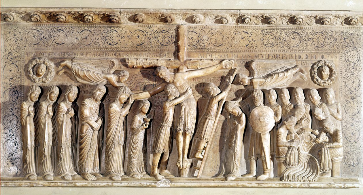 Biriktirmeyi gösteren kabartma pano, 1178 (mermer) by Benedetto Antelami