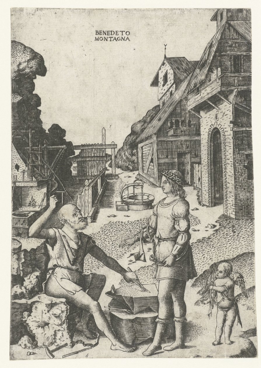 Apollo, Cupid ve Vulcan ile tanıştı by Benedetto Montagna