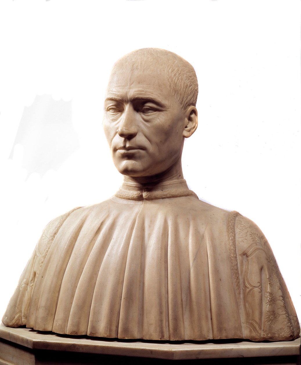 Philippe Strozzi (veya Filippo) (1489-1538), İtalyan condottiere ve politikacı büstü. Benedetto da Maiano (1442-1497) tarafından mermer heykel 15. yüzyıl Paris, Louvre Müzesi. by Benedetto da Maiano
