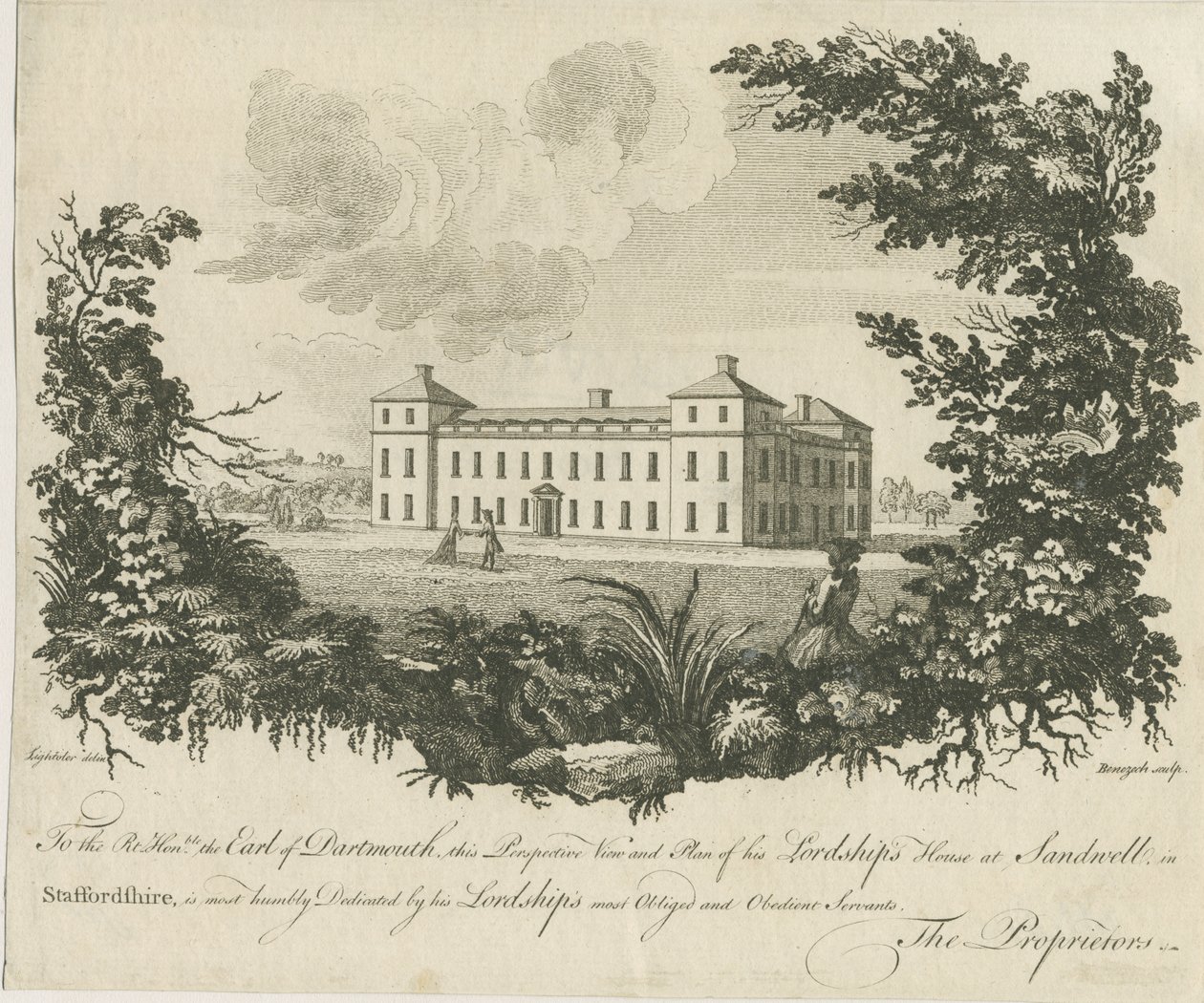 Sandwell Park - Salon: bakır levha gravür, nd [c 1770] by Benezech