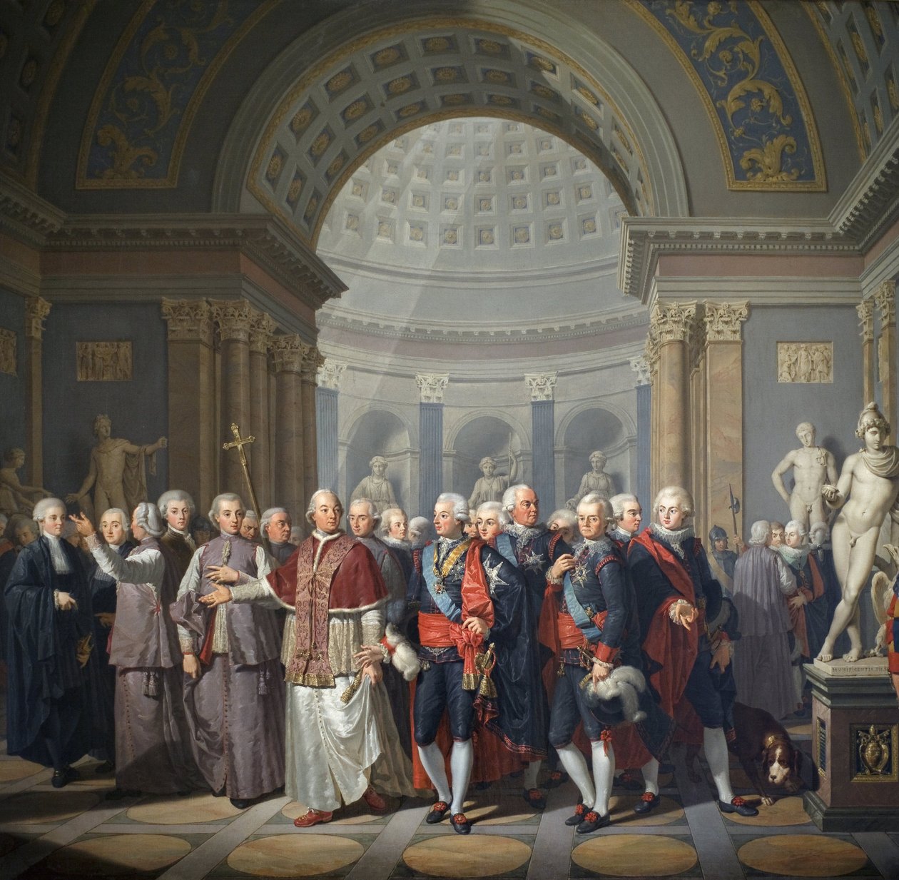İsveçli Gustave III (1746-1792), Papa Pius VI (Gianangel, Count Braschi) ile by Benigne Gagneraux