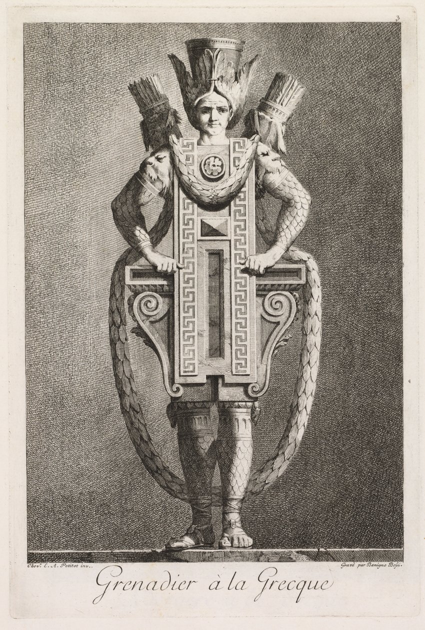 Grecque à la maskeli balo: Grenadier à la Grecque Plate 3, 1771. by Benigno Bossi