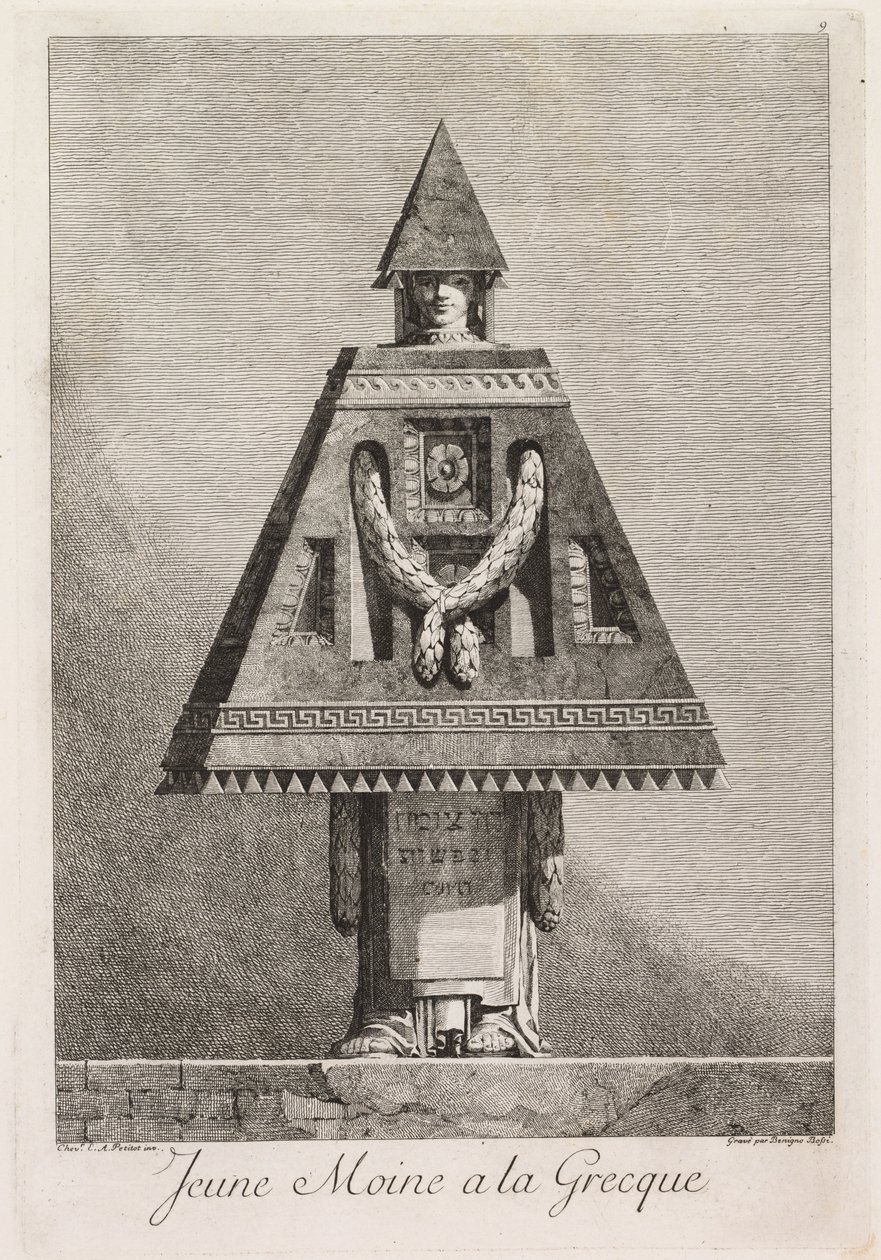 Grecque à la maskeli balo: Grecque à la Young Monk Plate 9, 1771. by Benigno Bossi