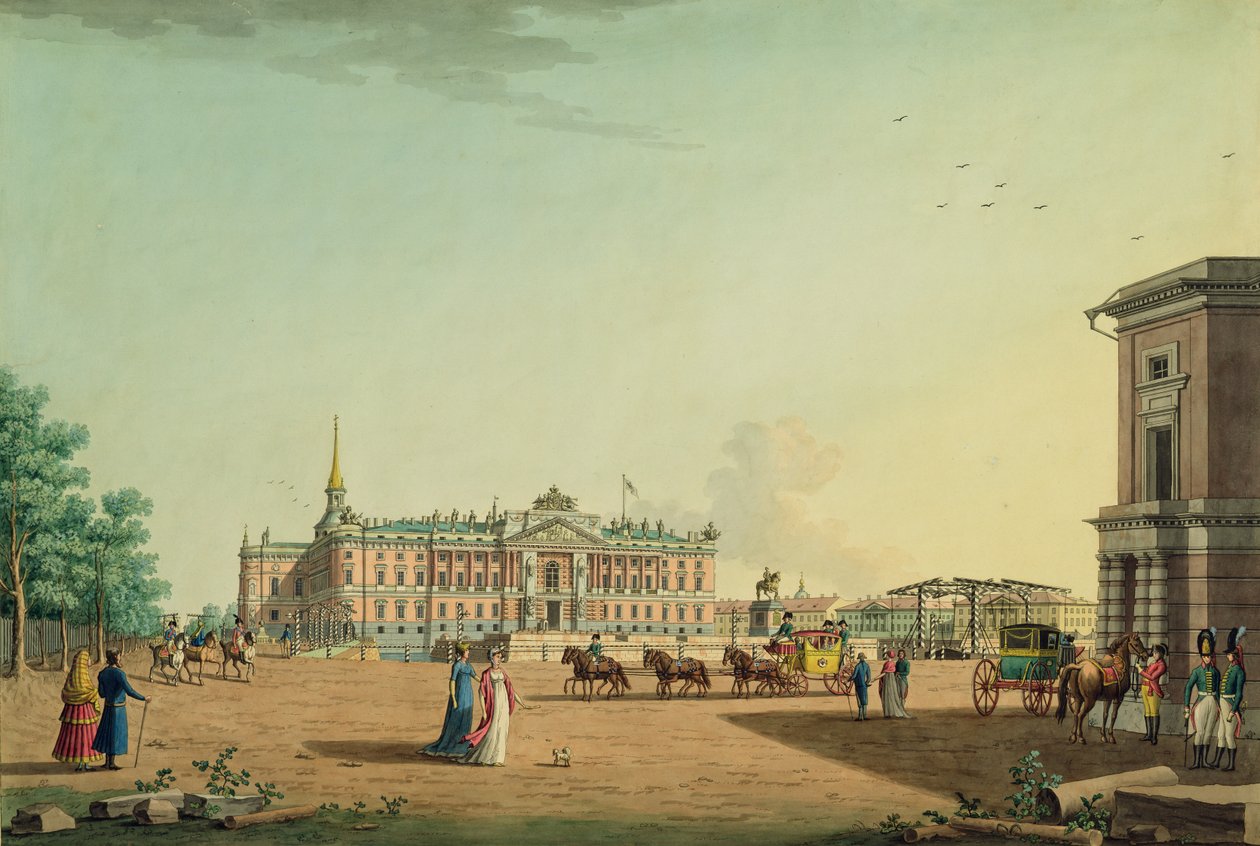 St. Michael Kalesi, Saint Petersburg, 1800 (wc ile gravür) by Benjamin Patersson