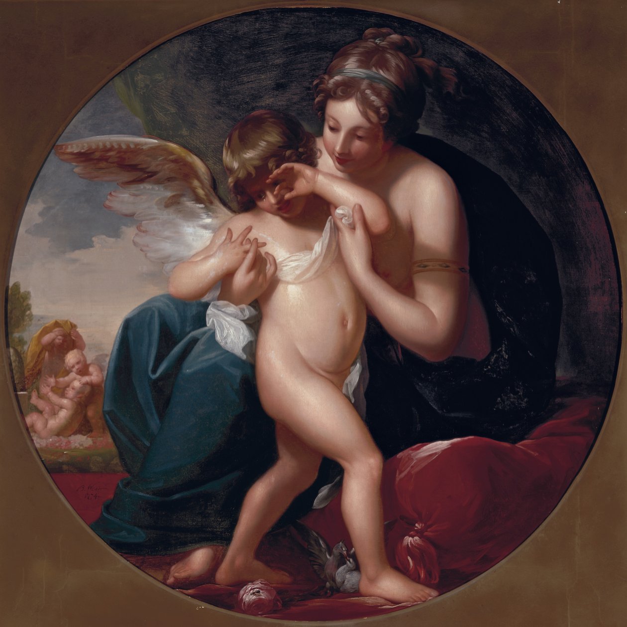 Cupid, stung by a bee, is cherished by his Mother, 1774  by Benjamin West