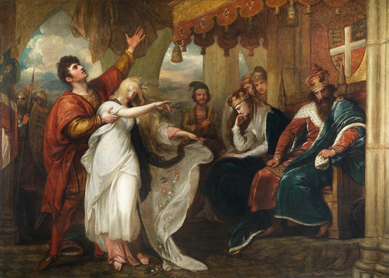 Hamlet- Perde IV, Sahne V (Kral ve Kraliçenin Önünde Ophelia) by Benjamin West