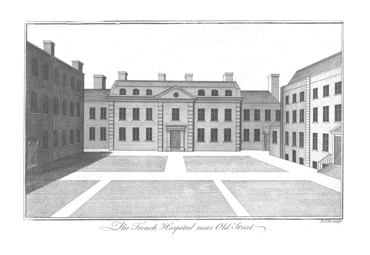 Old Street yakınlarındaki Fransız Hastanesi, c1756 by Benjamin Cole