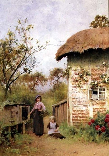 Tavşanları beslemek (suluboya) by Benjamin D. Sigmund