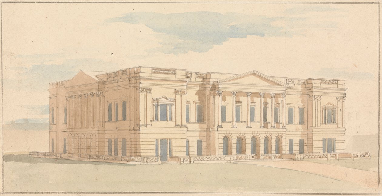 York House, Londra: Batı Cephesinin Perspektif Görünümü by Benjamin Dean Wyatt